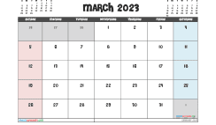 Free March 2023 Calendar with Holidays