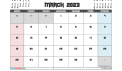 Free March 2023 Calendar with Holidays