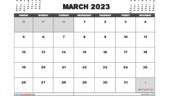 Free Calendar March 2023 Printable