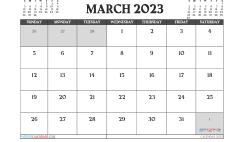 March 2023 Printable Calendar Free