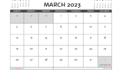 March 2023 Calendar with Holidays Printable