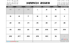 Free March 2023 Calendar with Holidays