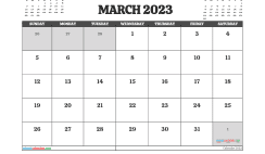 Free 2023 Calendar March Printable