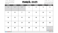 Free Printable March 2023 Calendar