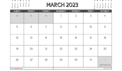 Free March 2023 Calendar Template