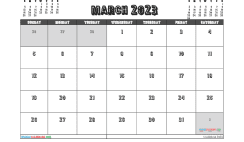 Free March 2023 Calendar with Holidays