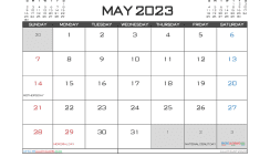 Free 2023 Calendar May Printable