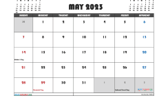 Free May 2023 Calendar with Holidays