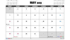 May 2023 Calendar with Holidays Free