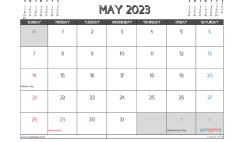 Free Printable May 2023 Calendar