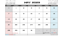 May 2023 Calendar with Holidays Printable