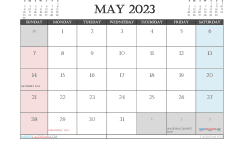 Printable May 2023 Calendar with Holidays