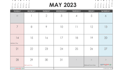 May 2023 Calendar with Holidays Free