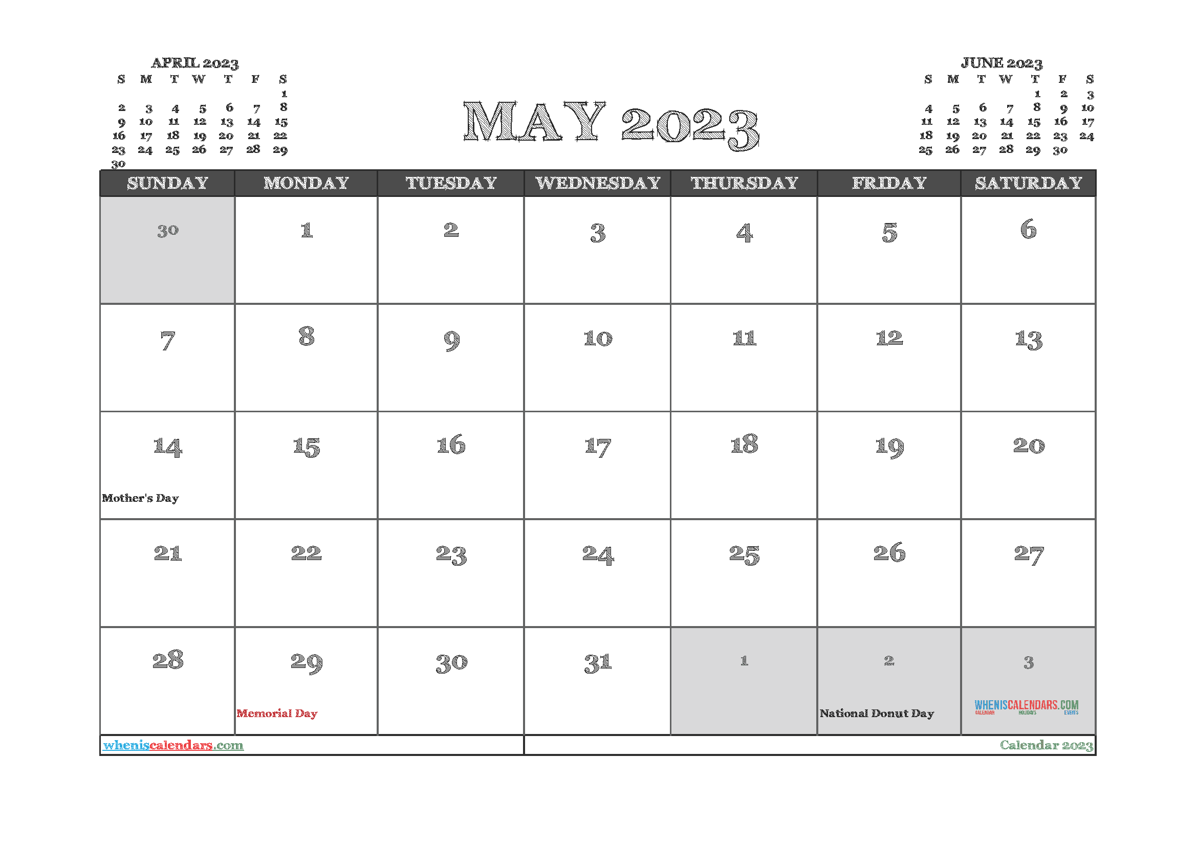 Free May Calendar 2023 Printable