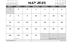 Free May Calendar 2023 Printable