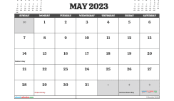 Free 2023 Calendar May Printable