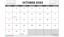 Free October 2023 Calendar with Holidays