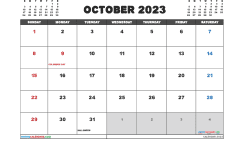 Free October 2023 Calendar Printable