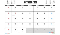 Free Calendar October 2023 Printable