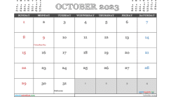 October 2023 Printable Calendar Free