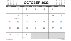 October 2023 Calendar Free Printable