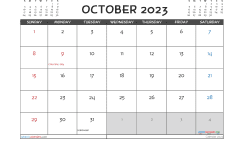 Printable October 2023 Calendar with Holidays