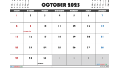 Free October 2023 Calendar with Holidays