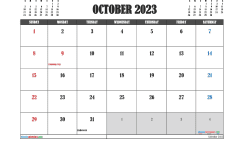 Free October 2023 Calendar Printable