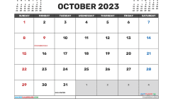 Free Calendar October 2023 Printable