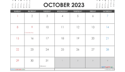 Printable October 2023 Calendar with Holidays