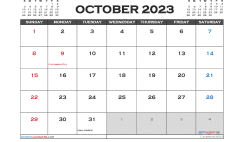 Free Calendar October 2023 Printable