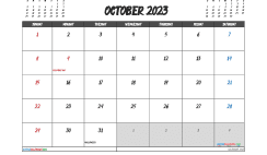 October 2023 Calendar Free Printable