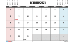 October 2023 Printable Calendar Free