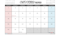 Free 2023 Calendar October Printable