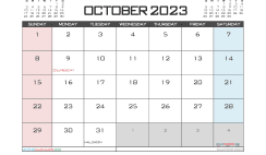 Printable October 2023 Calendar with Holidays