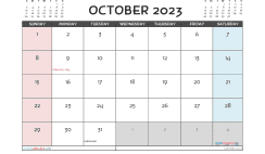 October 2023 Calendar with Holidays Free