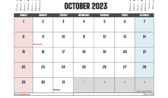 Free Calendar October 2023 Printable