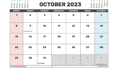 October 2023 Printable Calendar Free