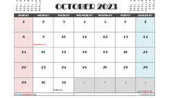 October 2023 Calendar Free Printable