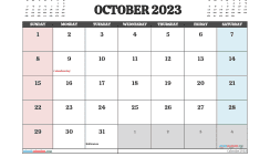 Free October Calendar 2023 Printable