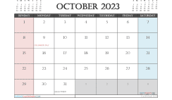 Printable October 2023 Calendar with Holidays