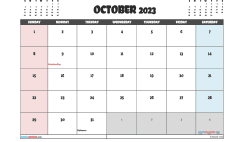 October 2023 Calendar with Holidays Printable