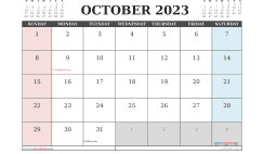 Printable October 2023 Calendar with Holidays