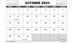 Free Calendar October 2023 Printable