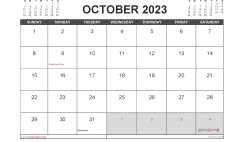 Free 2023 Calendar October Printable