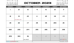 Free October 2023 Calendar with Holidays