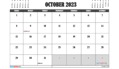 Free Calendar October 2023 Printable