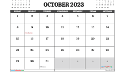 Free 2023 Calendar October Printable