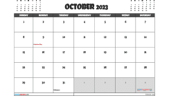 Free October 2023 Calendar with Holidays