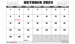 Free Calendar October 2023 Printable